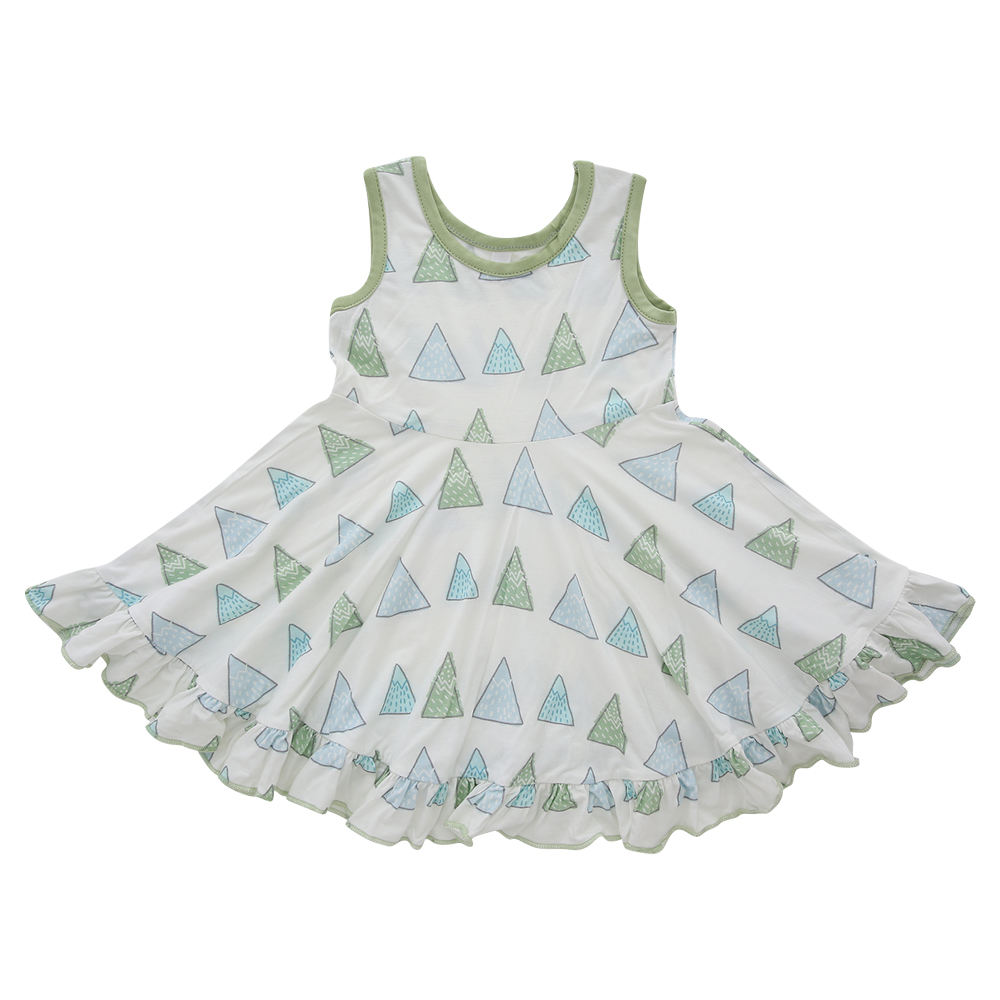 Venda quente novo design personalizado impressão vestido de bebê macio vestidos de chá de bebê adorável vestido de boneca de bambu