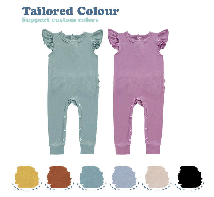 Romper de babado para bebê com estampa personalizada de spandex de bambu