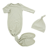Saco de dormir para bebês recém-nascidos unissex de bambu com nervuras com lindo chapéu confortável saco de dormir para bebês
