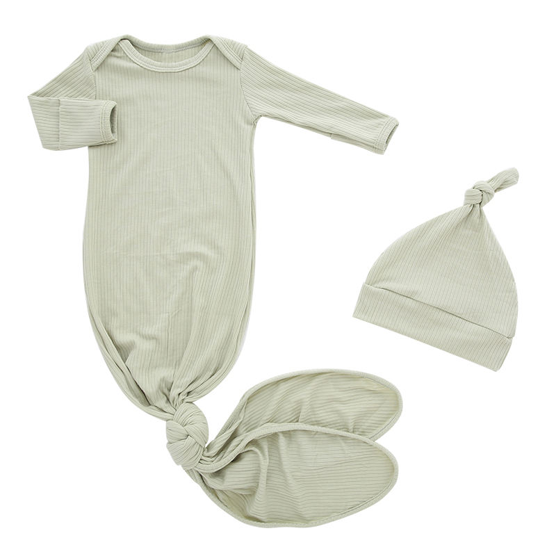 Saco de dormir para bebês recém-nascidos unissex de bambu com nervuras com lindo chapéu confortável saco de dormir para bebês