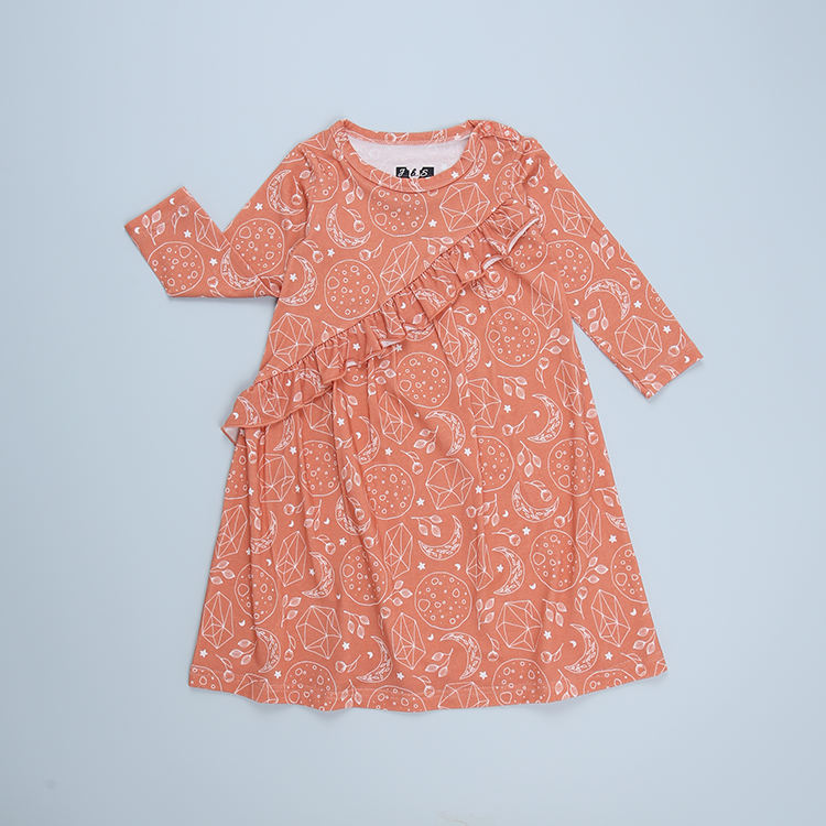 Impressão personalizada bebê e crianças vestido roupas casuais roupas de festa adorável vestido bebê outono de manga longa, comprimento de tornozelo, vestido de garotas