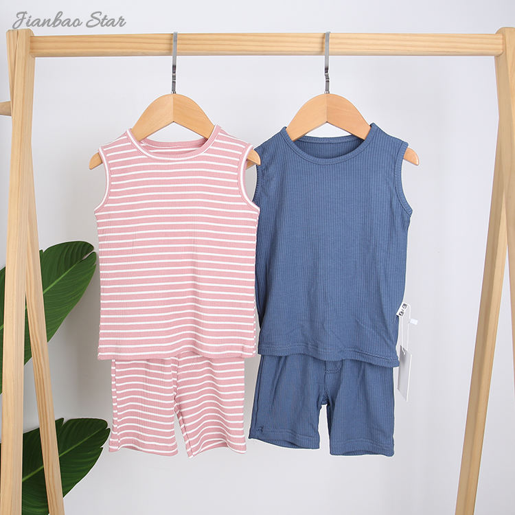 Atacado conjunto de roupas de bebê verão shorts colete conjunto recém-nascido menina meninos conjuntos de roupas cor sólida roupas de bebê