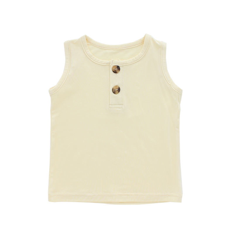 95% bambu malha super macio sem mangas bebê menino e menina camiseta verão cor sólida e padrão oem crianças topos