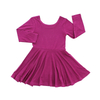 Vestido de bebê de manga longa por atacado bambu spandex algodão meninas saia outono inverno cor sólida moda moda casual roupas
