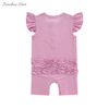 Macacão de bebê de bambu/elastano com babados nas costas, roupas para bebês recém-nascidos, macacão de manga curta com asas