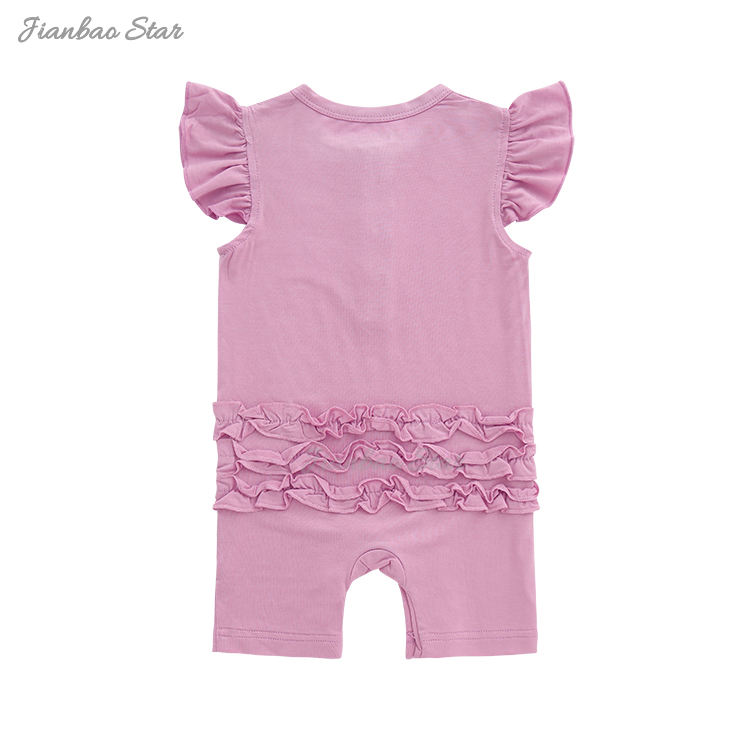 Macacão de bebê de bambu/elastano com babados nas costas, roupas para bebês recém-nascidos, macacão de manga curta com asas