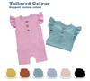 Macacão de bebê de bambu/elastano com babados nas costas, roupas para bebês recém-nascidos, macacão de manga curta com asas