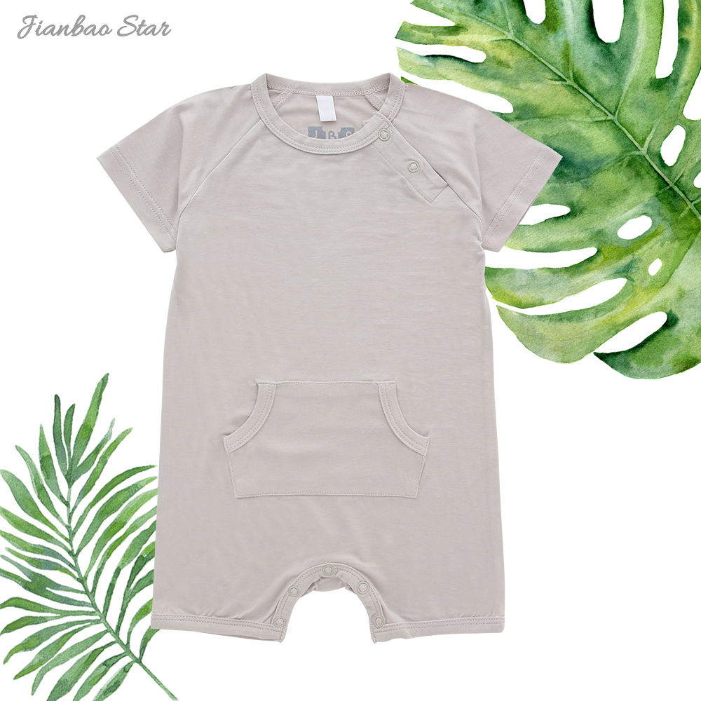 Roupas para bebês recém-nascidos, cor sólida, bambu, elastano, algodão, macacão, verão, mangas curtas, unissex, roupa de dormir, personalizado, OEM aceito