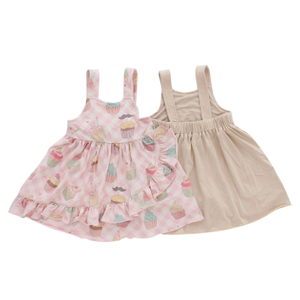 Personalize o vestido de verão sem mangas para bebês, atacado de alta qualidade, algodão de bambu, suspensório, saia macia para bebês e meninas