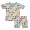 Novo design atacado conjunto de pijamas de bebê manga curta roupa de dormir bambu elastano algodão unissex outono roupas de duas peças