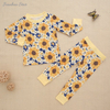 Conjunto de pijamas para bebês com designs impressos personalizados, bambu/algodão, roupas infantis, fábrica, ecológico, 2 peças, manga comprida, conjunto casual para bebês