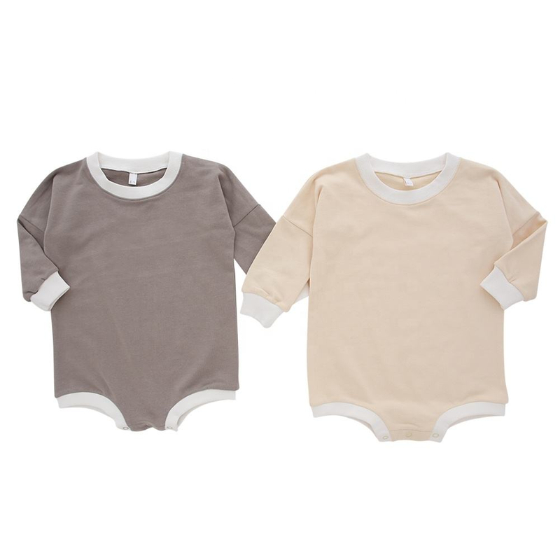 Direto da fábrica 95% bambu 5% elastano macacão de bebê manga longa com botão de pressão design cor sólida estilo roupas de bebê