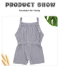 Atacado sem mangas bebê macacão de algodão de bambu tecido de malha confortável suspender unisex verão cor personalizada roupas de bebê