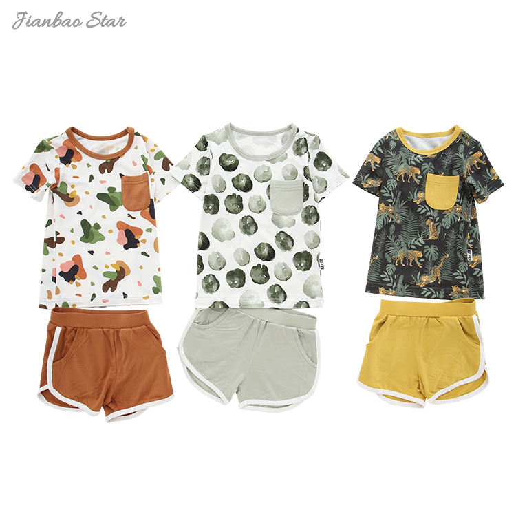 Roupas de bebê com estampa personalizada, manga curta, bolso infantil, roupas de bebê, 2 peças, conjuntos de roupas de bebê