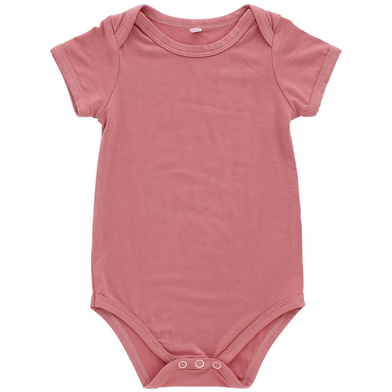 Clássico manga curta macacão de bebê macio bambu elastano tecido algodão ecológico roupas de bebê primavera verão estilo roupas
