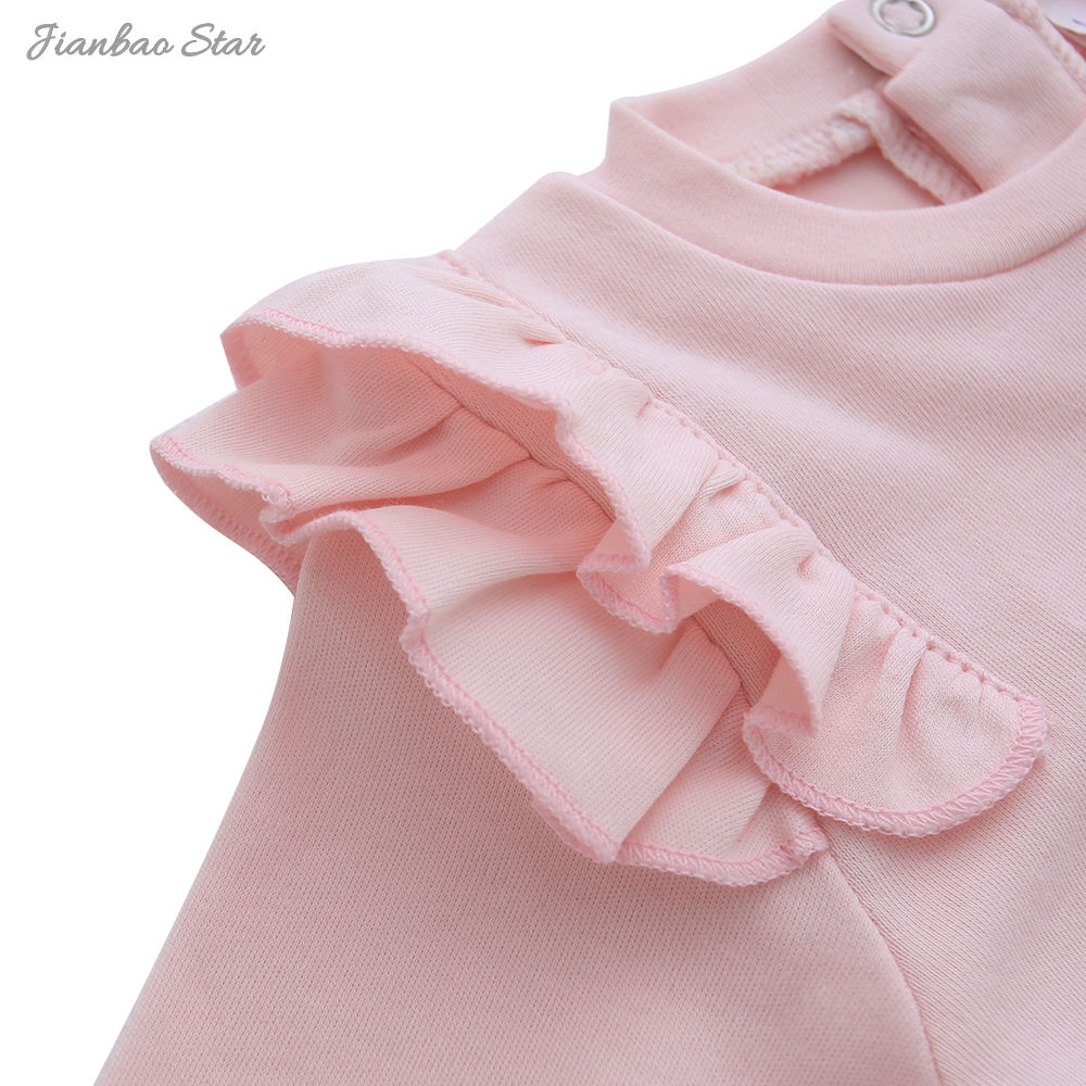 Conjunto de roupas para bebês meninas e crianças estilo inverno manga comprida com babados