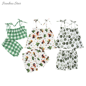 Conjuntos de pijamas para bebês recém-nascidos Quantidade OEM Verão Tops de malha Roupas para meninas 2 peças Conjuntos de roupas para bebês