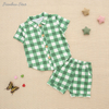 Nova impressão personalizada primavera outono conjuntos de pijamas de bebê bambu elastano recém-nascidos meninos duas peças conjunto de roupas de bebê