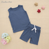 Atacado conjunto de roupas de bebê verão shorts colete conjunto recém-nascido menina meninos conjuntos de roupas cor sólida roupas de bebê