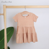 Recém-chegados de fábrica, alta qualidade, babados, atacado, 100% algodão, estilo verão, manga curta, vestido de bebê