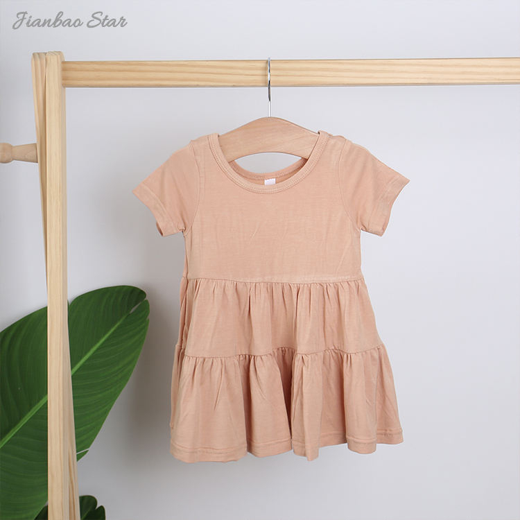 Recém-chegados de fábrica, alta qualidade, babados, atacado, 100% algodão, estilo verão, manga curta, vestido de bebê