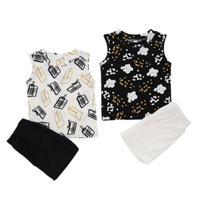 Conjunto de pijama de bebê com design clássico, sem mangas, roupa de dormir, bambu, elastano, algodão, unissex, verão, duas peças