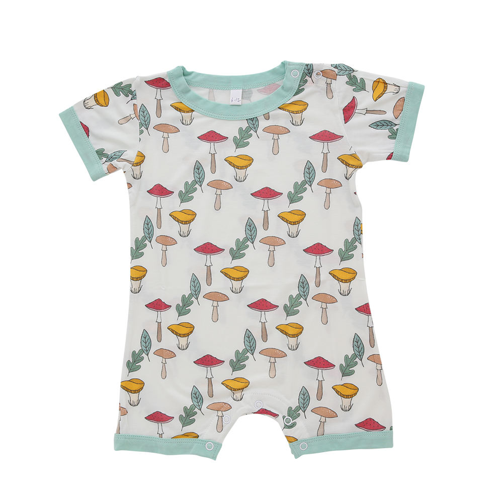 Atacado estilo clássico macacão verão algodão de bambu roupas infantis manga curta suspender adorável roupas de bebê