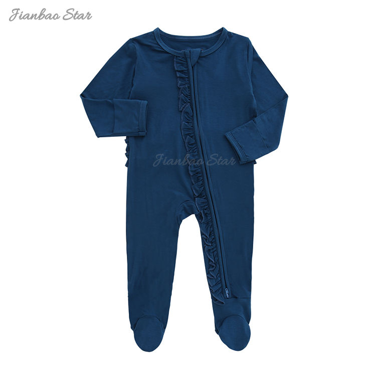 Macacão infantil com zíper, design clássico de alta qualidade, macacão de algodão de bambu, manga longa, cor sólida