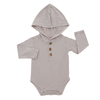 Mais recente design manga longa macacão de algodão de bambu adorável macacão de bebê com chapéu de coelho estilo cor sólida roupas de bebê