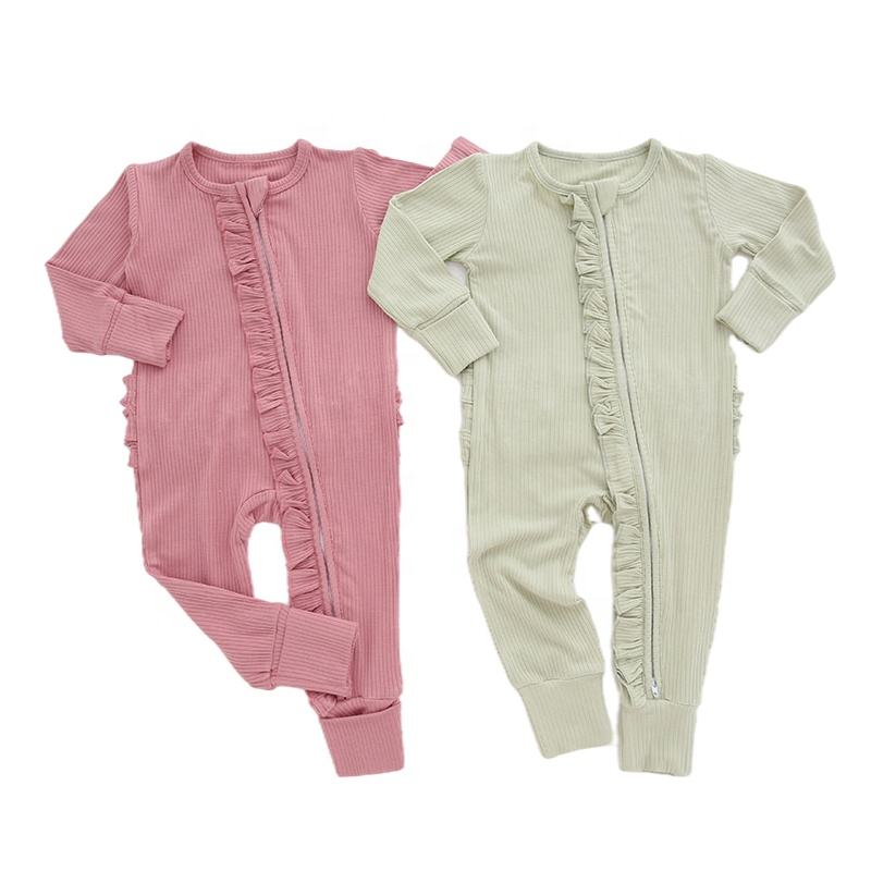 Roupas de bebê recém-nascido unissex, meninos e meninas, cor sólida, roupas de inverno com nervuras, viscose de bambu, macacão de bebê