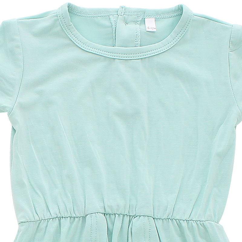 Atacado 0-24 meses Vestido de bebê roupas casuais roupas de festa adorável vestido de bebê outono manga curta cor sólida moda saia menina