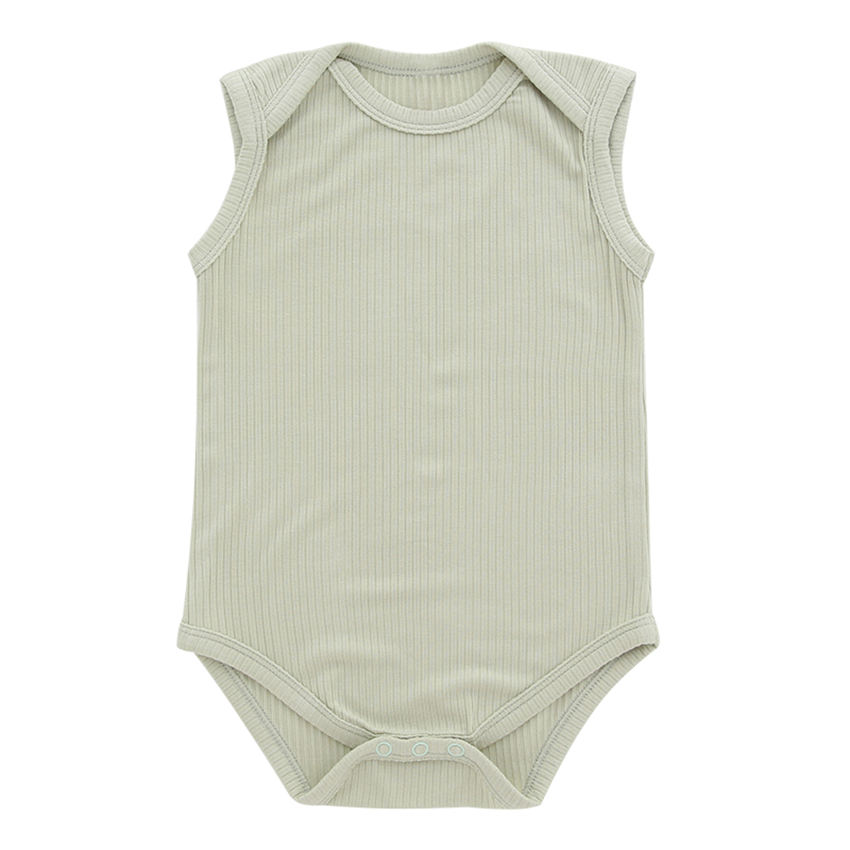 Venda quente de alta qualidade 100% algodão tricotado personalizado por atacado botões sem mangas recém-nascidos macacão de bebê unissex