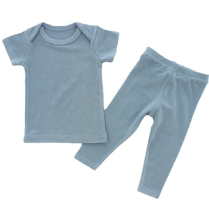 Conjunto de ternos de manga comprida de bambu elastano algodão macio conjunto de pijamas de bebê unissex roupas infantis ecológicas 2 peças roupas casuais