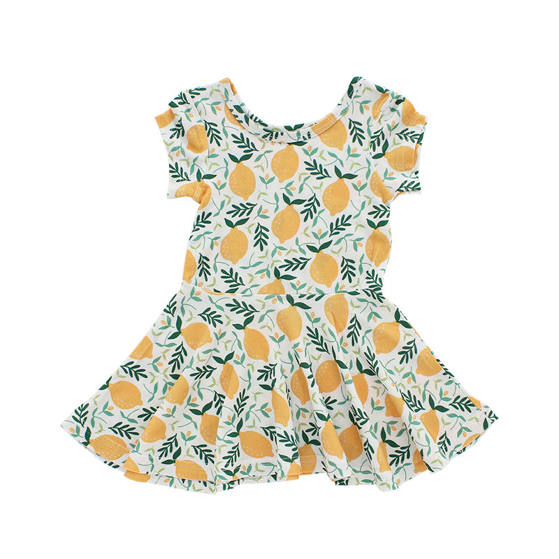 Vestido de verão para bebês meninas, gola redonda, linha a, atacado, roupas infantis com design de impressão personalizado