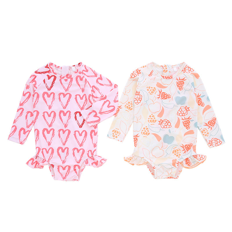 Bebê meninas colorido impresso design macacão de alta qualidade 95% bambu & 5% elastano malha manga longa verão meninas macacão do bebê
