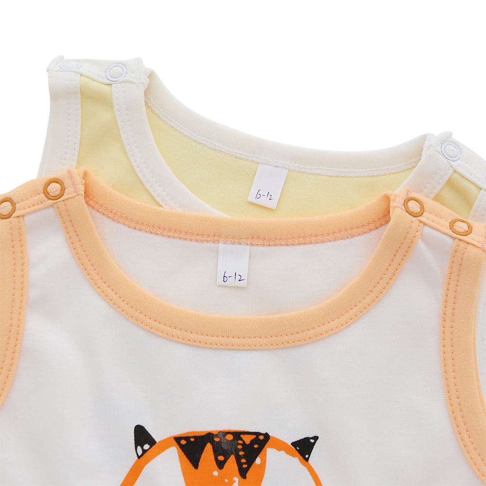 Direto da fábrica de bambu algodão malha bebê menino macacão primavera verão sem mangas roupas infantis adorável tigre personalizar impressão