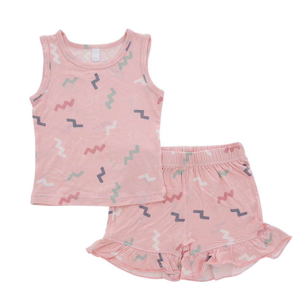 Venda quente atacado personalizado 100% algodão tecido de bambu respirável conjunto de roupas verão unisex sem mangas terno do bebê