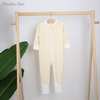 Macacão de bebê extra macio de algodão de bambu, manga longa, botão com zíper, conjunto de roupas de bebê, impressão personalizada, roupas infantis