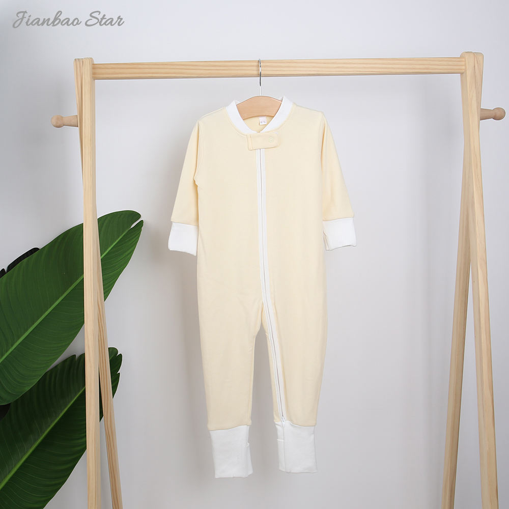 Macacão de bebê extra macio de algodão de bambu, manga longa, botão com zíper, conjunto de roupas de bebê, impressão personalizada, roupas infantis