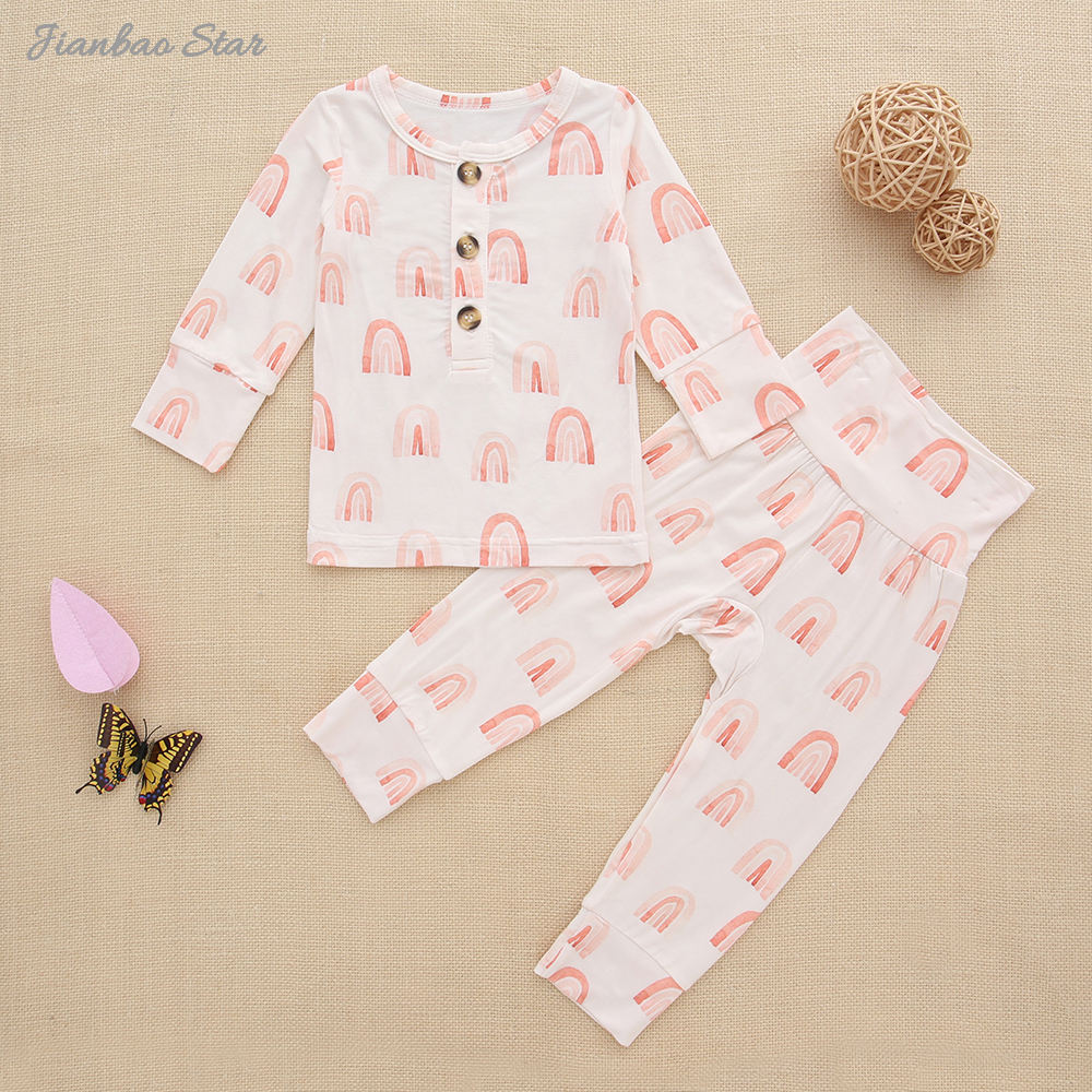 Conjuntos de roupas de bebê de manga comprida de venda quente de algodão de bambu Tecido ecológico 2 peças de pijama casual definido em preço de fábrica Conjuntos de roupas de bebê menina