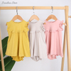 Novo lançamento estilo babado vestido de bebê conjunto com roupa interior verão meninas roupas de bambu elastano algodão saída conjunto de roupas de bebê