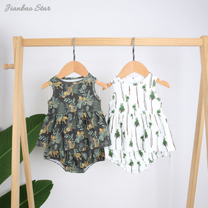 Venda superior novo design moda casual 100% algodão confortável sem mangas adorável conjuntos de roupas de bebê macacão de bebê