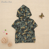 Moletom com capuz para bebês e crianças, blusa de bambu super macia de malha de verão, manga curta, design estampado, camisa de bebê