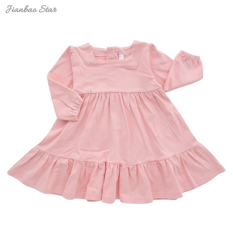 Vestido de menina com babados, roupas de bebê de alta qualidade, durável, usando várias meninas, casual, elegante, impressão, verão, bambu, estilo OEM