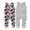 Estilo clássico roupas de bebê personalizar padrão de cor verão sem mangas suspender botão design menina meninos bebê macacão conjunto