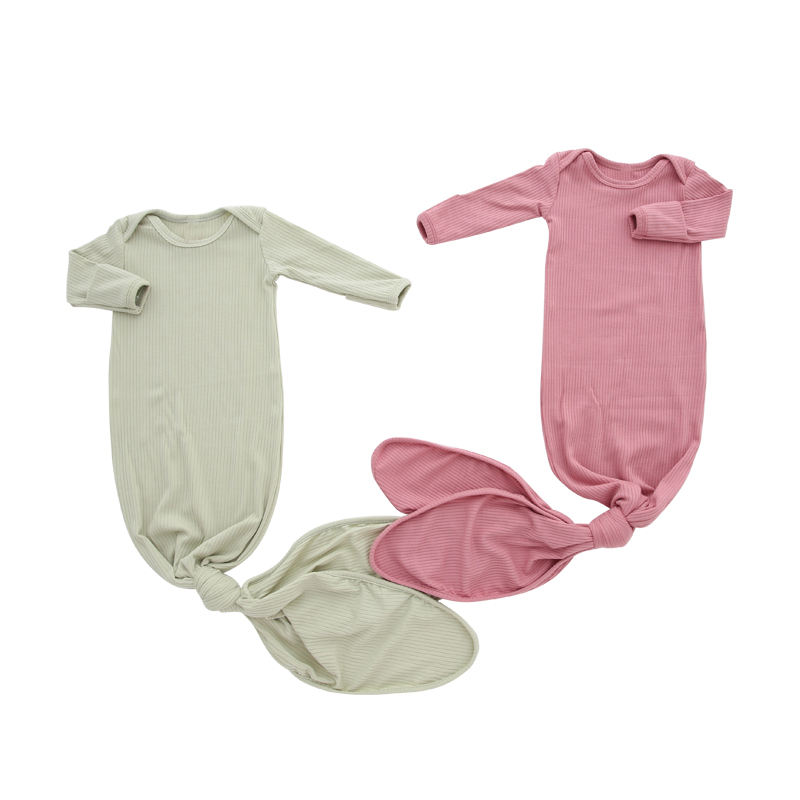 Saco de dormir para bebês recém-nascidos unissex de bambu com nervuras com lindo chapéu confortável saco de dormir para bebês