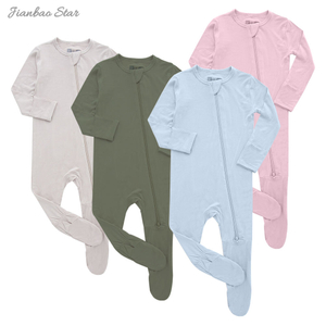 Conjunto de macacão de bebê unissex de bambu, malha com pés, roupa de dormir, cor lisa, super macio, roupas de bebê