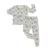 Atacado conjunto de pijamas para bebês recém-nascidos, manga longa, malha de algodão de bambu, meninos e meninas, conjunto personalizado, estampa personalizada, 2 peças, pijamas