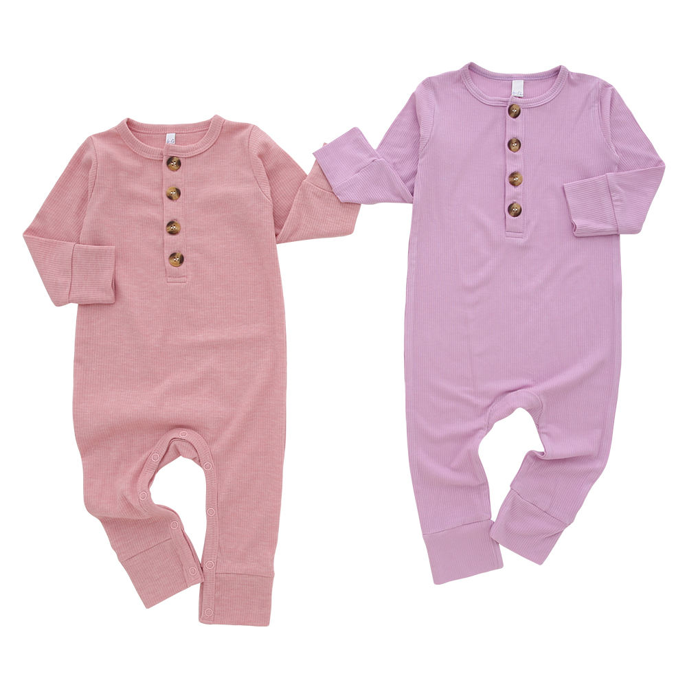 Macacão de algodão spandex de bambu manga longa lindo macacão de bebê em cores sólidas outono infantil macacão com zíper