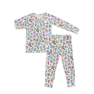 Conjuntos de roupas de outono para bebês e crianças, blusas de manga comprida e calças compridas, 2 peças, roupas amigáveis ​​com design adorável de padrão